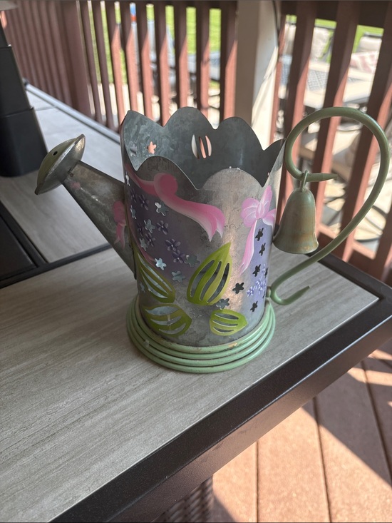 PartyLite Other - PartyLite Metal Watering Can Candle Holder with Pink and Green Floral Accents